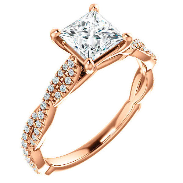 Princess Moissanite Infinity Cathedral Engagement Ring