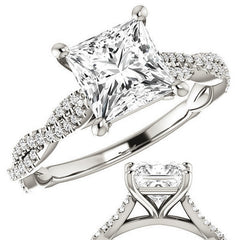 Princess Moissanite Infinity Cathedral Engagement Ring