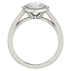 Marquise Cut Moissanite Bezel Halo Engagement Ring