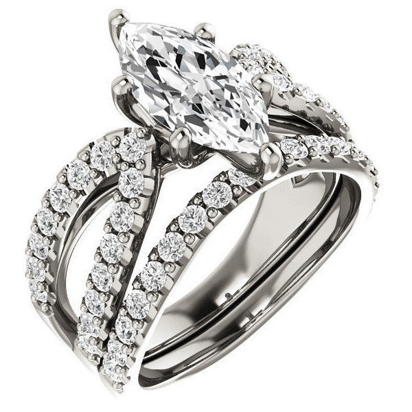 Marquise cut Infinity Style Engagement Ring