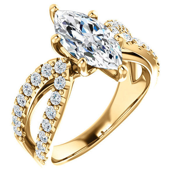 Marquise cut Infinity Style Engagement Ring