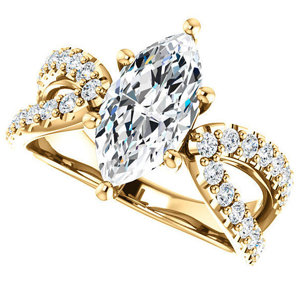 Marquise cut Infinity Style Engagement Ring