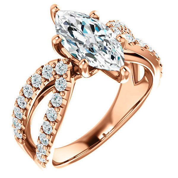 Marquise cut Infinity Style Engagement Ring