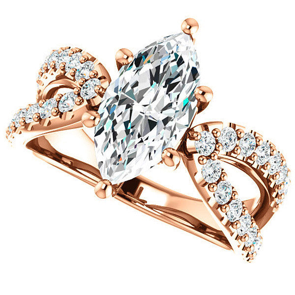 Marquise cut Infinity Style Engagement Ring