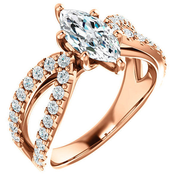 Marquise cut Infinity Style Engagement Ring