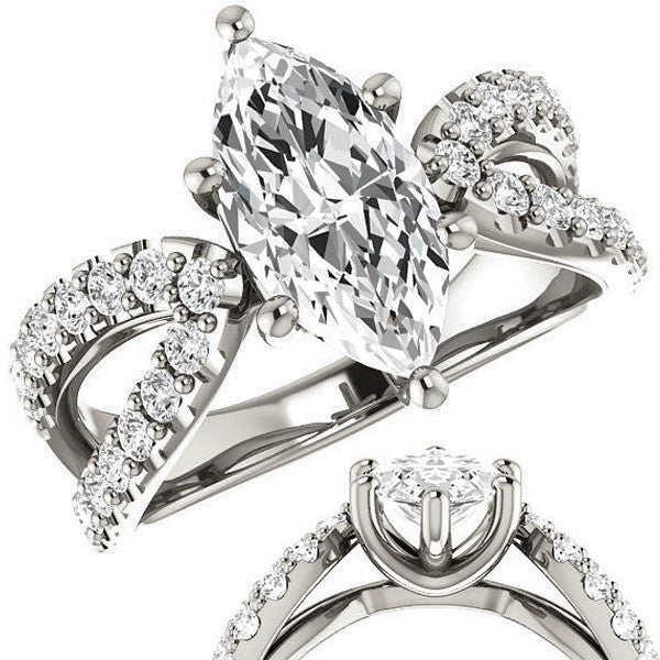 Marquise cut Infinity Style Engagement Ring