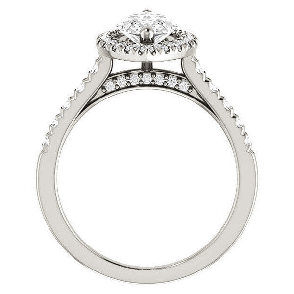 Marquise Moissanite Halo Cathedral Engagement Ring