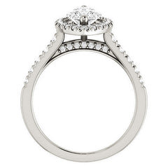 Marquise Moissanite Halo Cathedral Engagement Ring