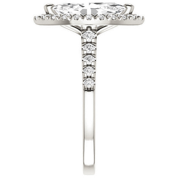 Marquise Moissanite Halo Cathedral Engagement Ring