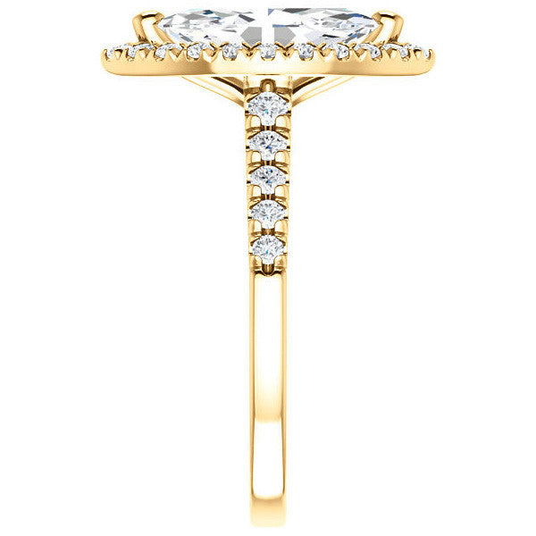 Marquise Moissanite Halo Cathedral Engagement Ring
