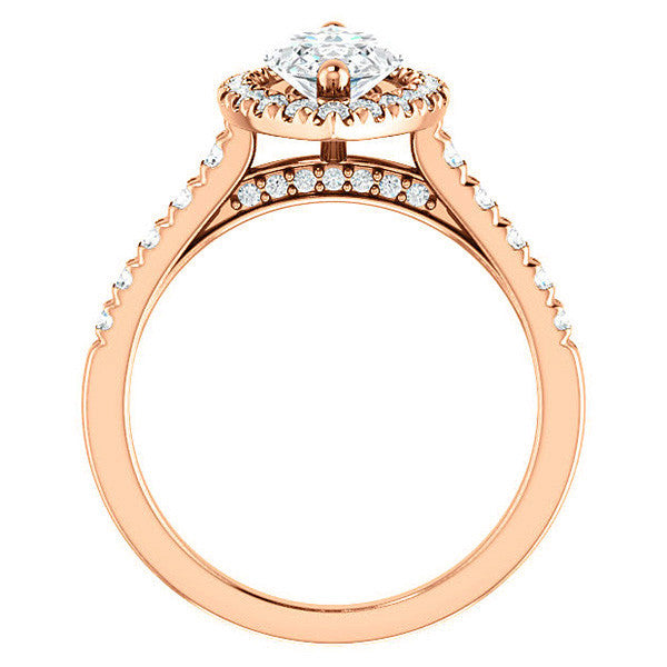Marquise Moissanite Halo Cathedral Engagement Ring