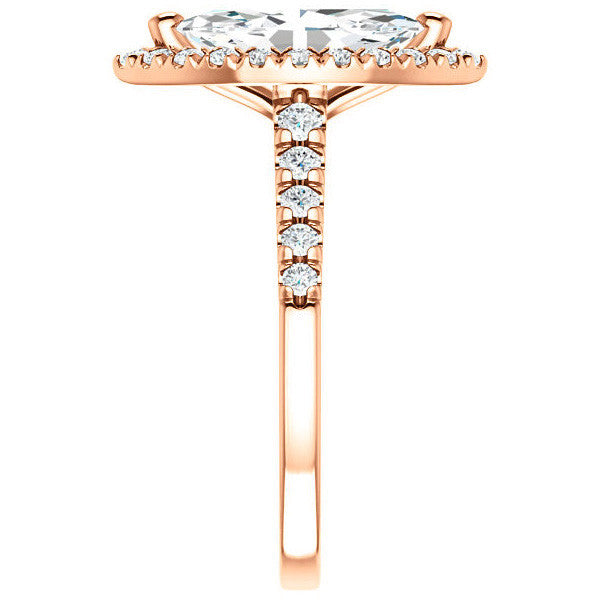 Marquise Moissanite Halo Cathedral Engagement Ring