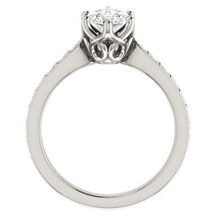 Marquise cut Engagement Ring with Pave set Side Stones