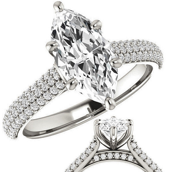 Marquise Pave Cathedral Engagement Ring