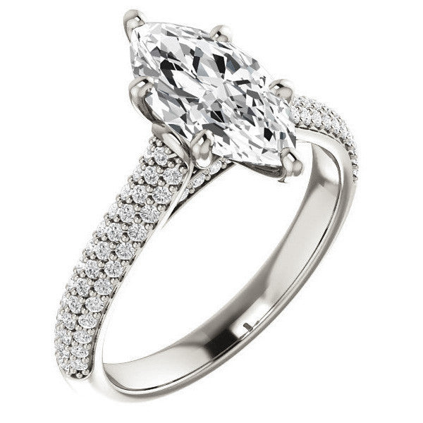 Marquise Pave Cathedral Engagement Ring