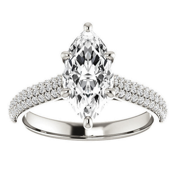 Marquise Pave Cathedral Engagement Ring