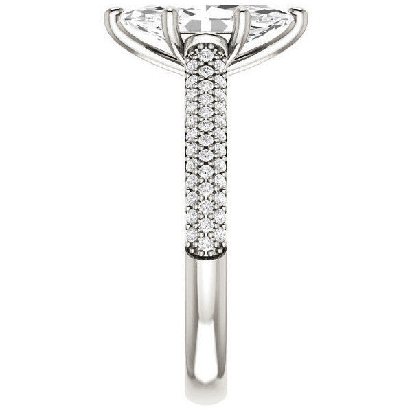 Marquise Pave Cathedral Engagement Ring