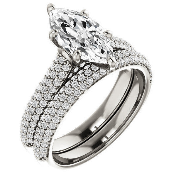 Marquise Pave Cathedral Engagement Ring