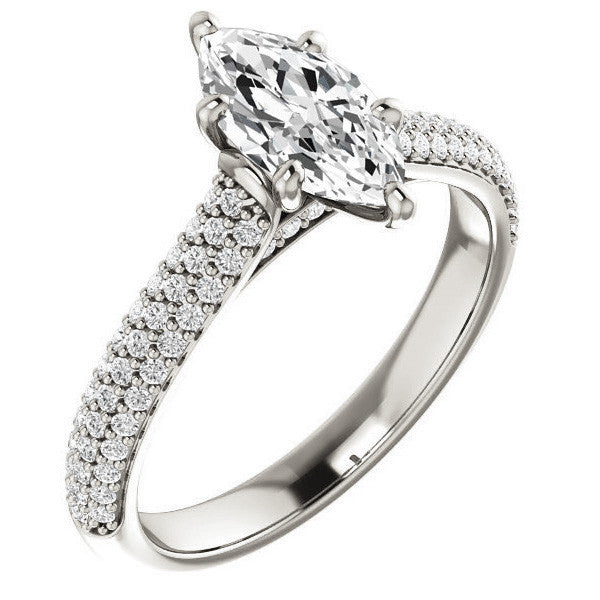 Marquise Pave Cathedral Engagement Ring