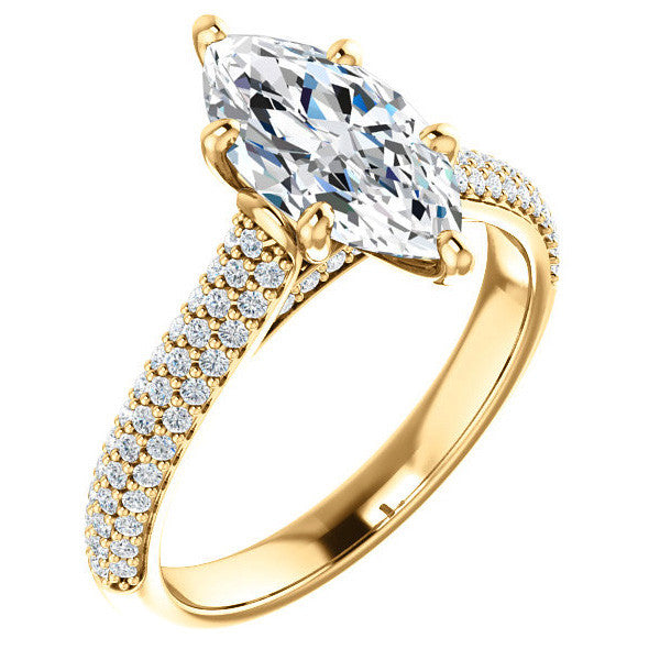Marquise Pave Cathedral Engagement Ring