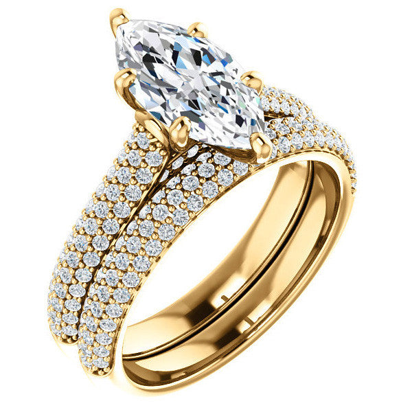 Marquise Pave Cathedral Engagement Ring