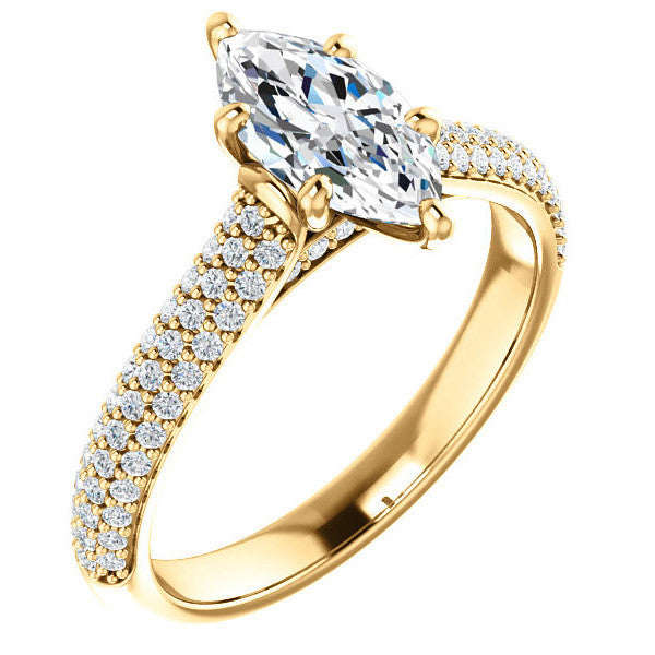 Marquise Pave Cathedral Engagement Ring