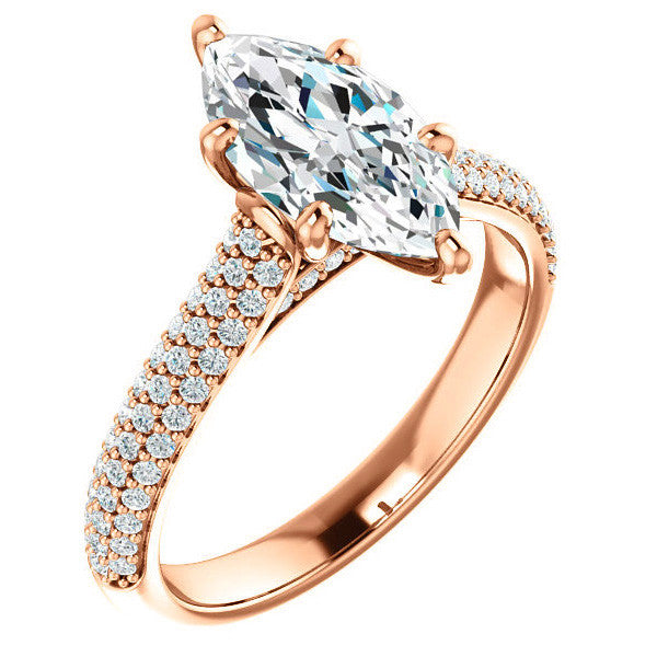 Marquise Pave Cathedral Engagement Ring