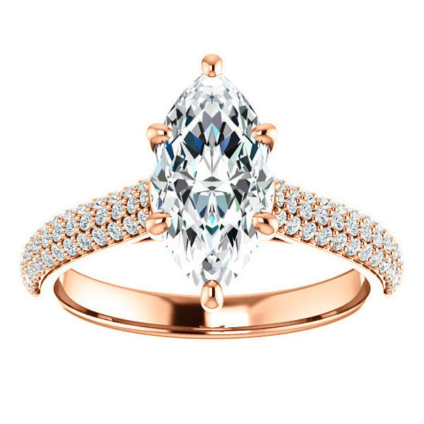 Marquise Pave Cathedral Engagement Ring