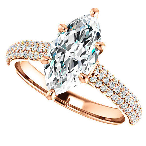 Marquise Pave Cathedral Engagement Ring