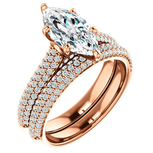 Marquise Pave Cathedral Engagement Ring