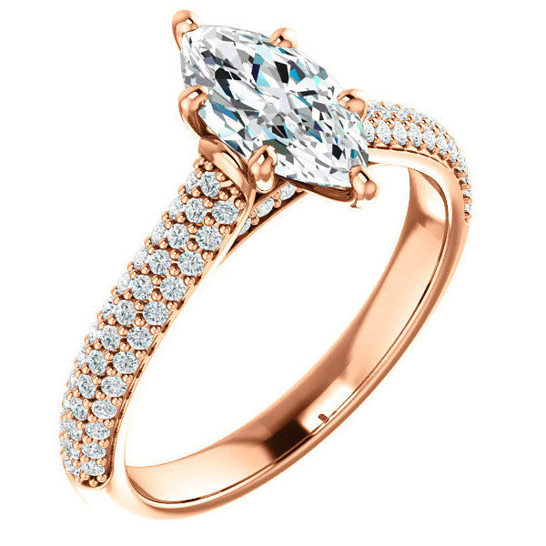 Marquise Pave Cathedral Engagement Ring