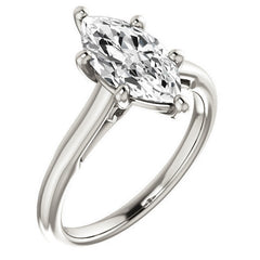 Marquise Solitaire Engagement Ring with Bow Accent