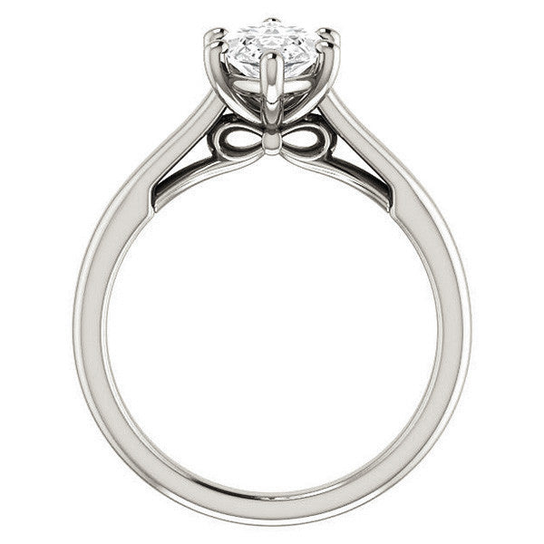 Marquise Solitaire Engagement Ring with Bow Accent