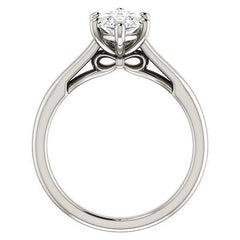 Marquise Solitaire Engagement Ring with Bow Accent