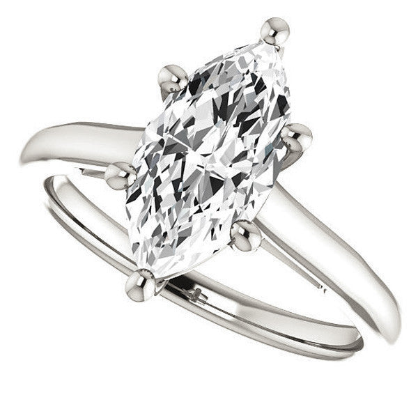 Marquise Solitaire Engagement Ring with Bow Accent