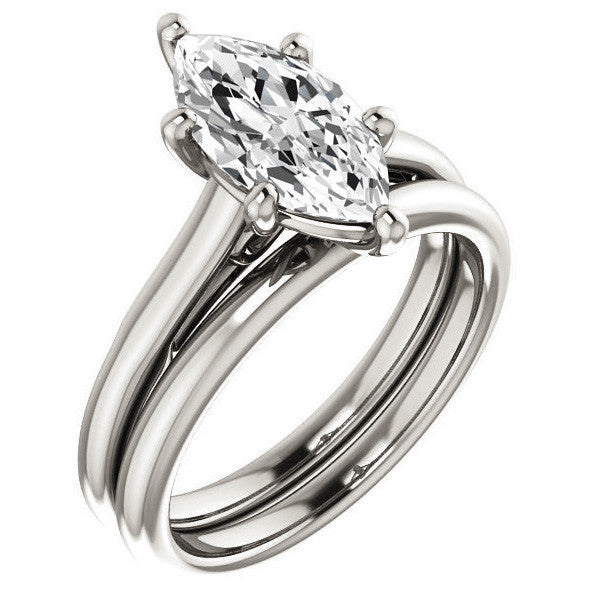 Marquise Solitaire Engagement Ring with Bow Accent