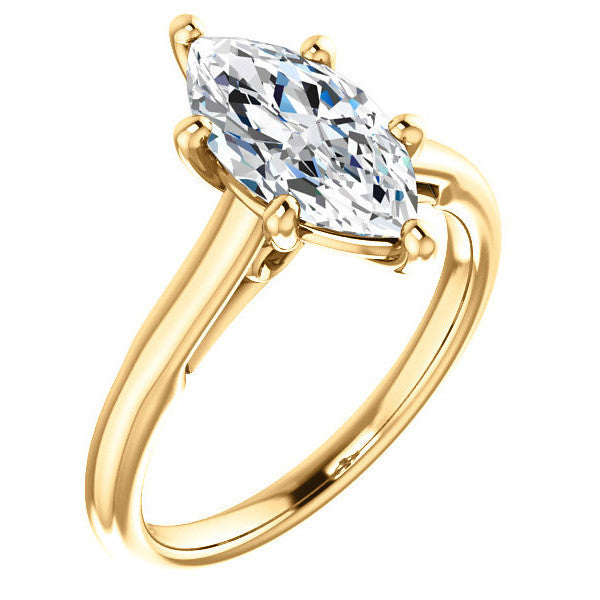 Marquise Solitaire Engagement Ring with Bow Accent