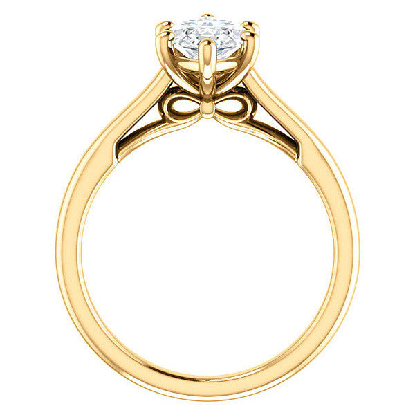 Marquise Solitaire Engagement Ring with Bow Accent