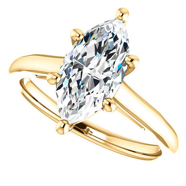 Marquise Solitaire Engagement Ring with Bow Accent