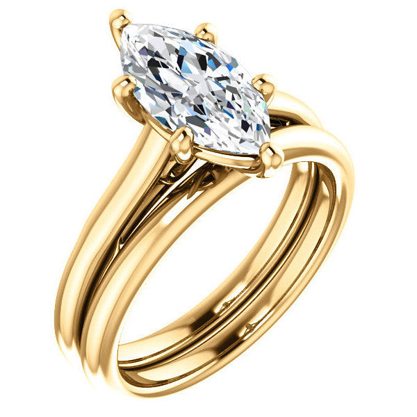 Marquise Solitaire Engagement Ring with Bow Accent