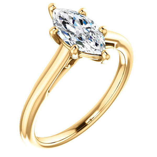 Marquise Solitaire Engagement Ring with Bow Accent