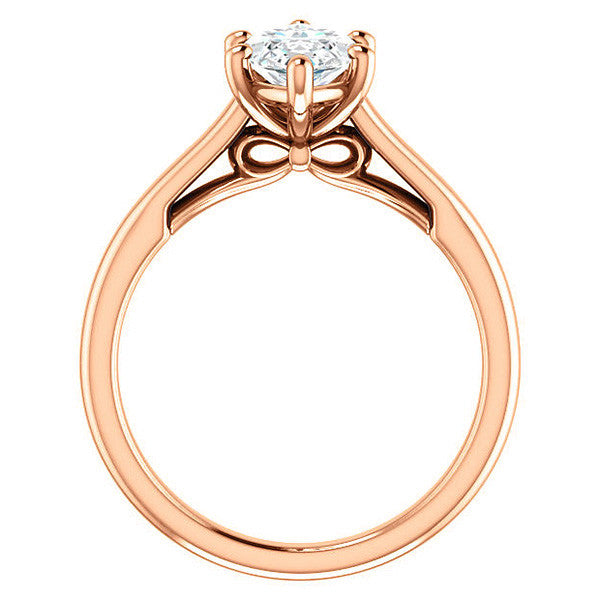 Marquise Solitaire Engagement Ring with Bow Accent