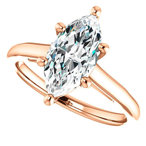 Marquise Solitaire Engagement Ring with Bow Accent