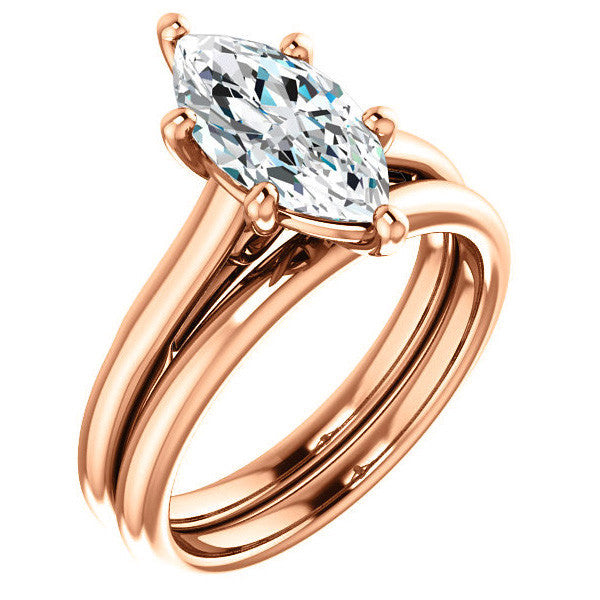 Marquise Solitaire Engagement Ring with Bow Accent