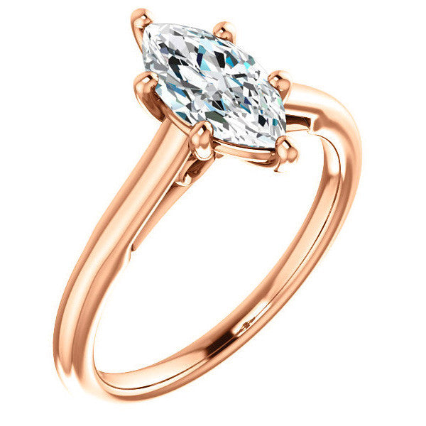 Marquise Solitaire Engagement Ring with Bow Accent