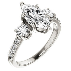 Marquise cut Moissanite 3-Stone Style Engagement Ring
