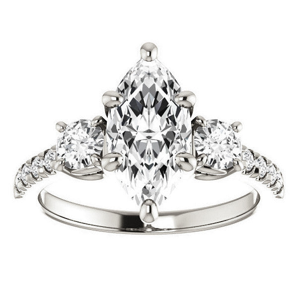 Marquise cut Moissanite 3-Stone Style Engagement Ring