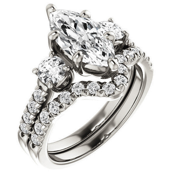 Marquise cut Moissanite 3-Stone Style Engagement Ring