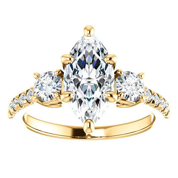 Marquise cut Moissanite 3-Stone Style Engagement Ring