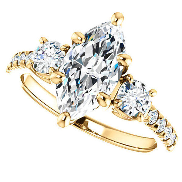 Marquise cut Moissanite 3-Stone Style Engagement Ring